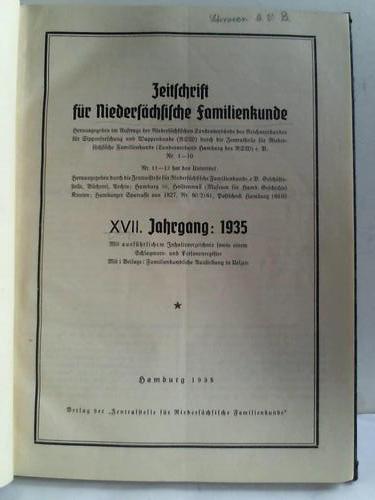 Zeitschrift fr Niederschsische Familienkunde - XVII. Jahrgang 1935
