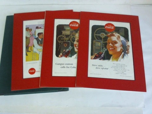 (Coca-Cola-Reklame) - 3 farbige Bltter unter Passepartout