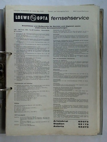 Loewe Opta, Kronach/Ofr. (Hrsg.) - Sammlung von ca. 30 Kundendienstschriften - Fernsehservice