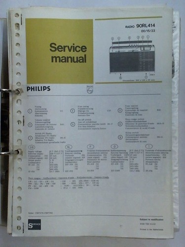 Deutsche Philips GmbH, Hamburg (Hrsg.) - Sammlung von ca. 60 Werkstatt-Service Informationen - Radiogerte