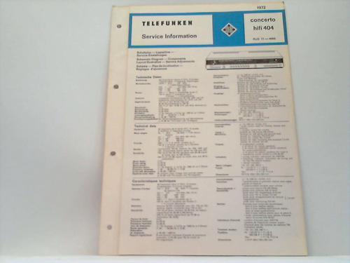 Telefunken; Service Information - concerto hifi 404. RUS 71 - 4660