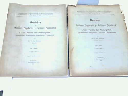 Roewer, C. Fr. - Revision der Opiliones Plagiostethi (= Opiliones Palpatores). 2 Teile
