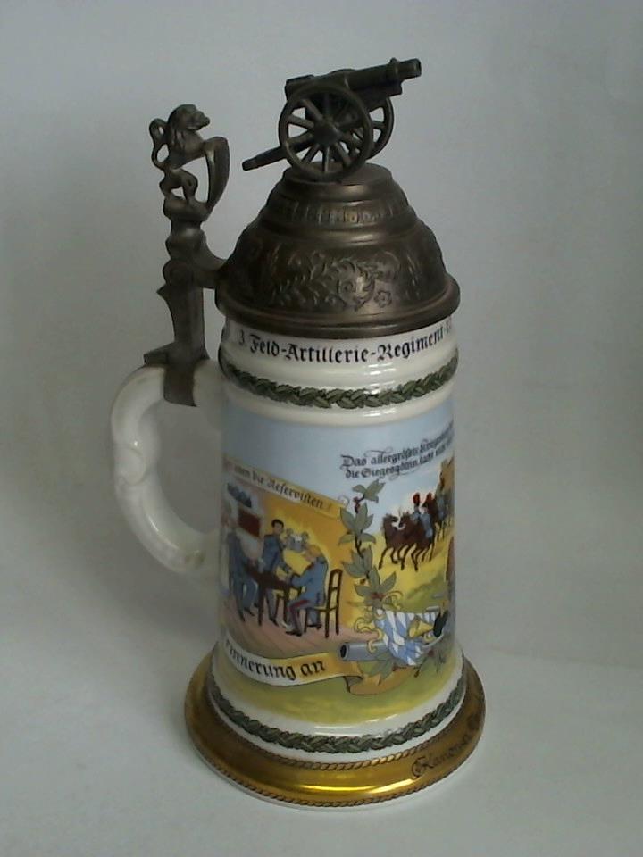 3. Feld-Artillerie-Regiment, 1. Batt., 1899/1901, Muenchen. Erinnerung an meine Dienstzeit - Kanonier Joseph Andres. Bierkrug mit farbigen, szenischen Ansichten
