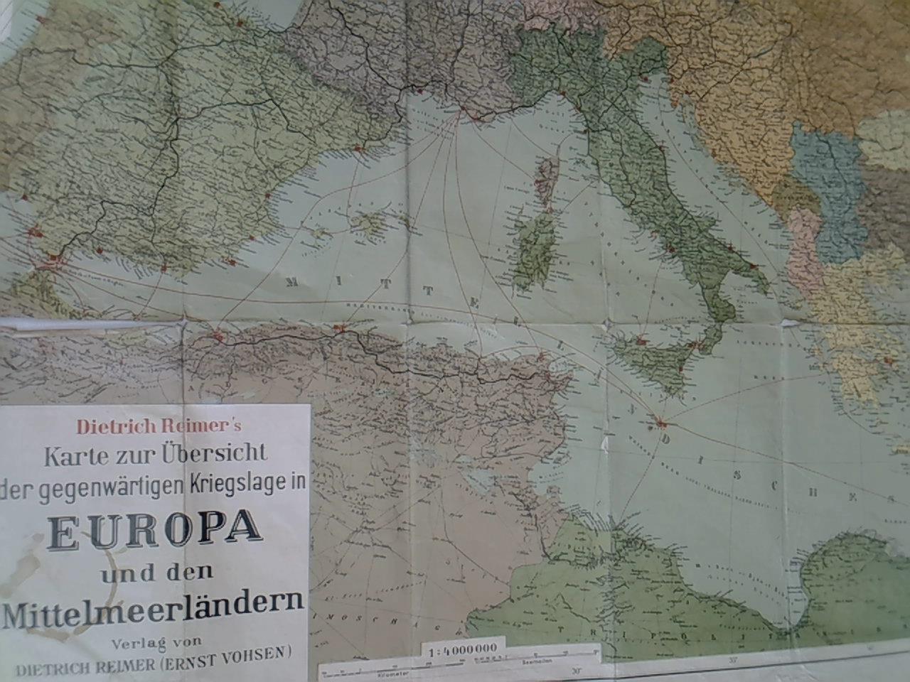 Dietrich Reimer's Karte zur Übersicht der gegenwärtigen Kriegslage in Europa und den Mittelmeerländern