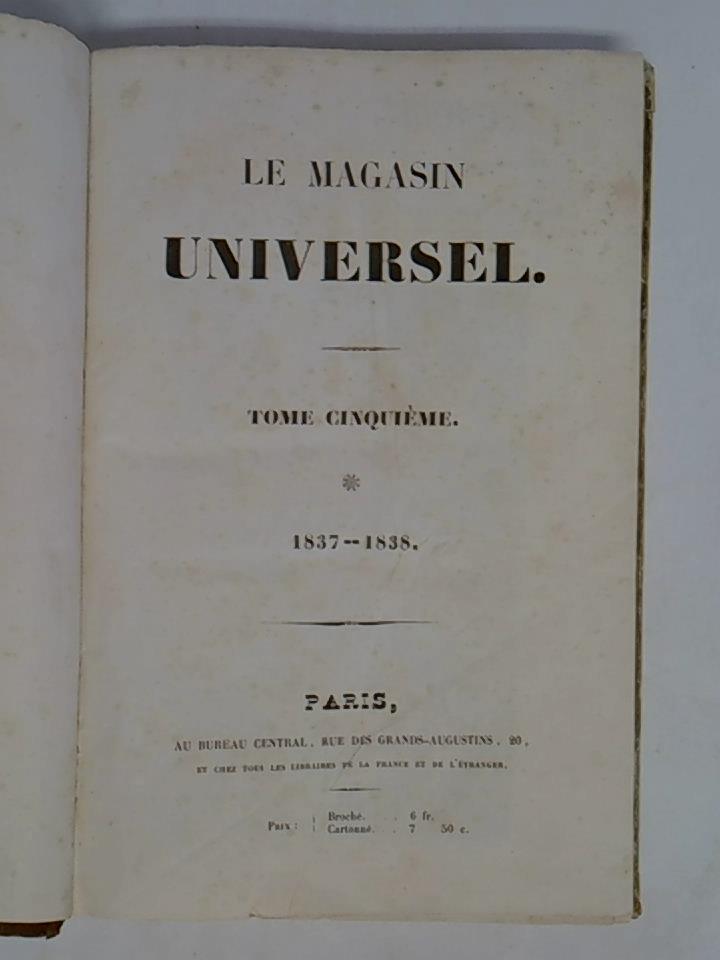 Tome Cinquième, (October 1837 - Septembre 1838)