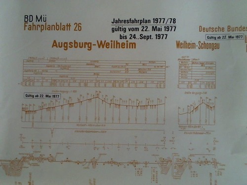 Bundesbahndirektion Mnchen - Fahrplanblatt 26 / Jahresfahrplan 1977/78. Gltig vom 22. Mai 1977 bis 24. Sept. 1977 - Bildfahrplan (26) fr den Zeitraum 0 - 24 Uhr