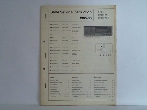 SABA, Villingen-Schwenningen (Hrsg.) - SABA Service Instruction 1965-66: SABA Lindau 16; Lindau 16 E