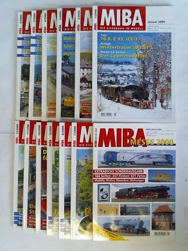 MIBA - Die Eisenbahn im Modell - 52. Jahrgang 2000, Heft 1 bis 12 und 1 Sonderheft MIBA Messe 2000. Zusammen 13 Hefte