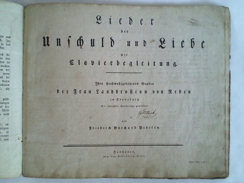 Beneken, Friedrich Burchard - Lieder der Unschuld und Liebe mit Clavierbegleitung