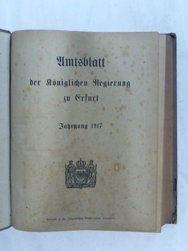 Amtsblatt der kniglichen Regierung zu Erfurt, nebst zugehrigem ffentlichen Anzeiger - Jahrgang 1917