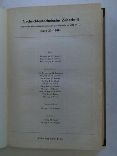 NTZ - Nachrichtentechnische Zeitschrift. Organ der Nachrichtentechnischen Gesellschaft. Band 22, 1969 in 12 Ausgaben