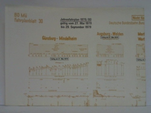 Bundesbahndirektion Mnchen - Fahrplanblatt 30 / Jahresfahrplan 1979/80. Gltig vom 27. Mai 1979 bis 29. September 1979 - Bildfahrplan (30) fr den Zeitraum 0 - 24 Uhr