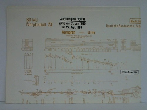 Bundesbahndirektion Mnchen - Fahrplanblatt 23 / Jahresfahrplan 1980/81. Gltig vom 1. Juni 1980 bis 27. Sept. 1980 - Bildfahrplan (23) fr den Zeitraum 0 - 24 Uhr