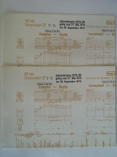 Bundesbahndirektion Mnchen - Fahrplanblatt 27 / Jahresfahrplan 1979/80. Gltig vom 27. Mai 1979 bis 29. September 1979 - 2 Bildfahrplne (27) fr den Zeitraum 0 - 12 Uhr und 12 - 24 Uhr