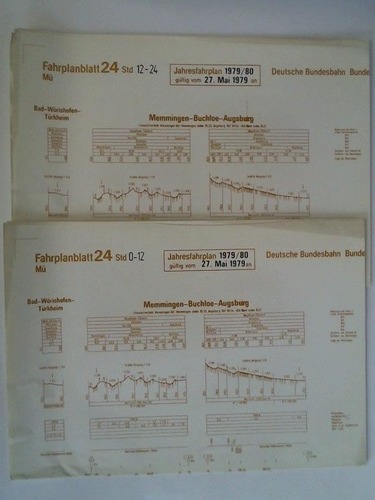 Bundesbahndirektion Mnchen - Fahrplanblatt 24 / Jahresfahrplan 1979/80. Gltig vom 27. Mai 1979 an - 2 Bildfahrplne (24) fr den Zeitraum 0 - 12 Uhr und 12 - 24 Uhr