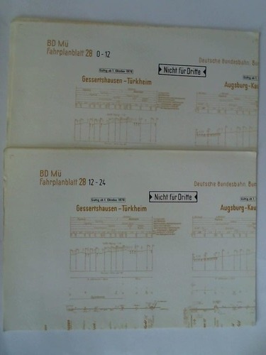 Bundesbahndirektion Mnchen - Fahrplanblatt 28 / Jahresfahrplan 1978/79. Gltig vom 1. Okt. 1978 bis 26. Mai 1979 - 2 Bildfahrplne (28) fr den Zeitraum 0 - 12 Uhr und 12 - 24 Uhr