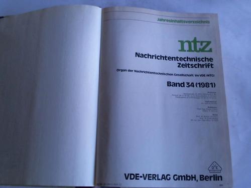 ntz.Nachrichtentechnische Zeitschrift - Jahrgang 1981. Band 34