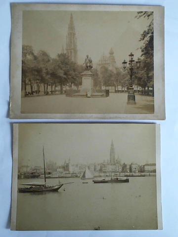 (Anvers / Antwerpen) - 2 Original-Fotografien: Anvers place verte (Rubens-Denkmal) / Anvers vue de l'esoaut