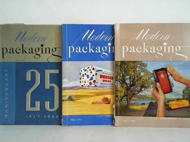 Modern packaging - March 1952: Anniversary 25. 1927 - 1952 / May 1952 / June 1952. Zusammen 3 Ausgaben