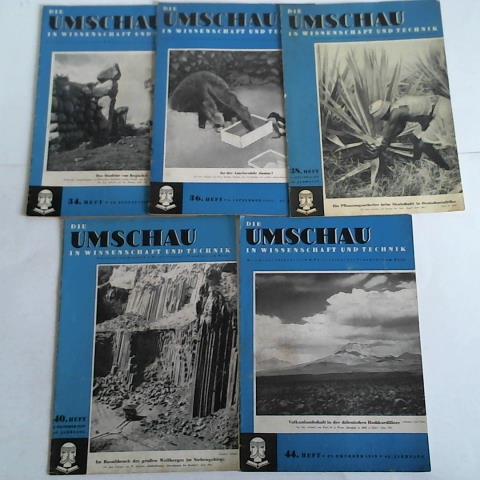 Umschau, Die - Illustrierte Wochenschrift ber die Fortschritte in Wissenschaft und Technik - 43. Jahrgang 1939, Heft Nr. 34, 36, 38, 40 und 44. Zusammen 5 Hefte