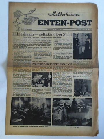 Hildesheimer Enten-Post - 1. Jahrgang 1951, Nr. 1 (24. Februar): Hildeshaam - selbstndiger Staat. Umsturz in fnf Tagen geplant - Smtliche Handwagen werden registriert
