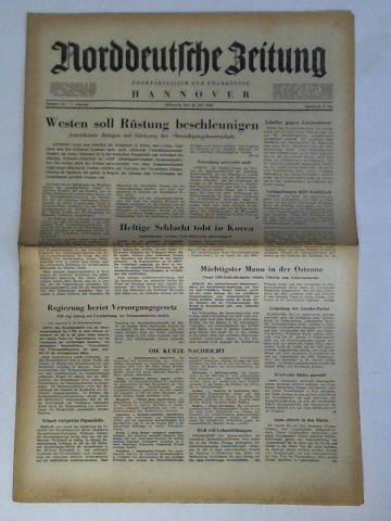 Norddeutsche Zeitung Hannover - berparteilich und unabhngig - Nummer 170 / 3. Jahrgang, Mittwoch, den 26. Juli 1950: Westen soll Rstung beschleunigen. Amerikaner dringen auf Strkung der Verteidigungsbereitschaft