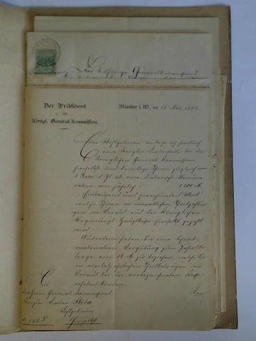 (Beamten-Werdegang in der Kaiserzeit, Mnster i. W.) - Sammlung von ca. 40 Dokumente des Prsidenten der Kngl. General-Kommission an den Kanzlei-Ditor Skiba, in deutscher Handschrift
