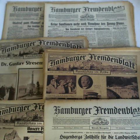 Hamburger Fremdenblatt - Grte politische Tageszeitung Nordwestdeutschlands. 49 Ausgaben aus 1929 bis 1933