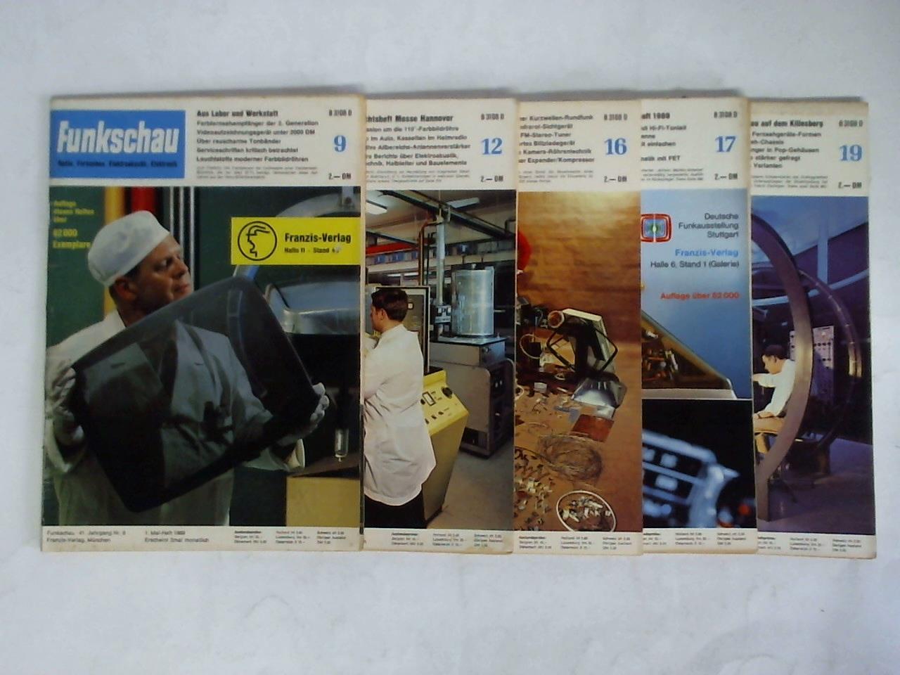 Funkschau - Radio, Fernsehen, Elektroakustik, Elektronik - 41. Jahrgang 1969, Nr. 9, 12, 16, 17 und 19. Zusammen 5 Hefte