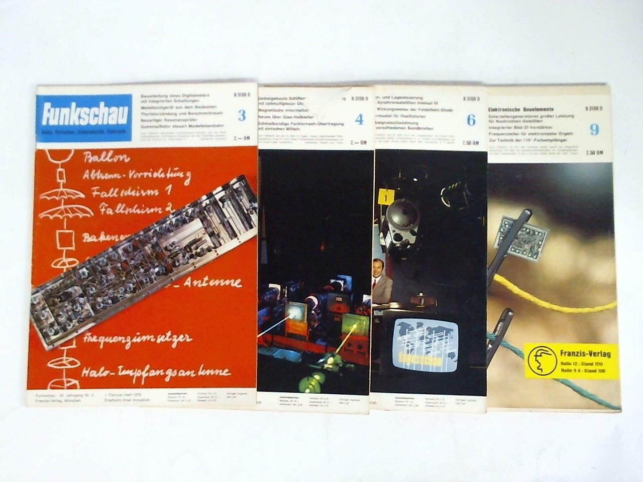 Funkschau - Radio, Fernsehen, Elektroakustik, Elektronik - 42. Jahrgang 1970, Nr. 3, 4, 6 und 9. Zusammen 4 Hefte