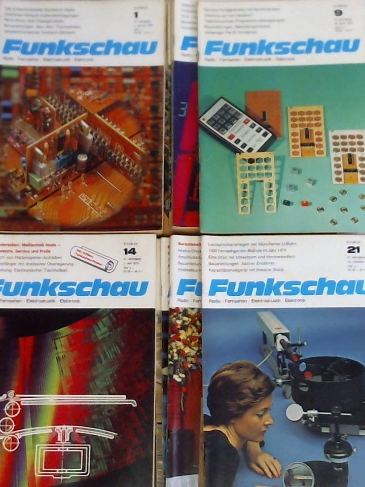 Funkschau - Radio, Fernsehen, Elektroakustik, Elektronik - 47. Jahrgang 1975, Nr. 1, 3, 6 - 14, 17 - 25. Zusammen 20 Hefte