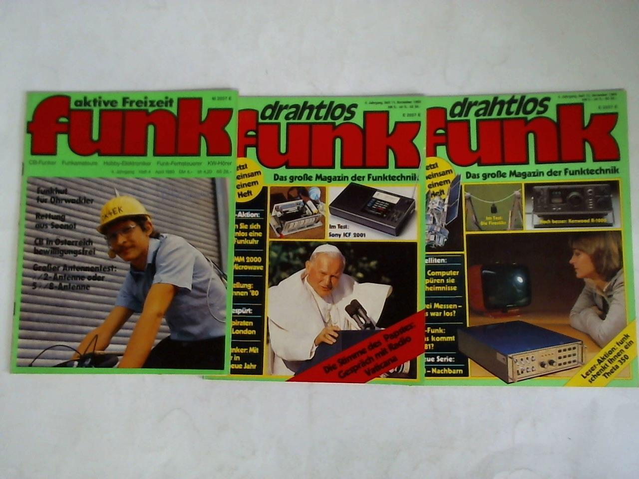 Aktive Freizeit Funk. CB-Funker, Funkamateur, Hobby-Elektroniker, Funk-Fernsteuerer, KW-Hrer / Drahtlos Funk - Das groe Magazin der Funktechnik - 4. Jahrgang 1980, Heft 4, 11 und 12. Zusammen 3 Hefte
