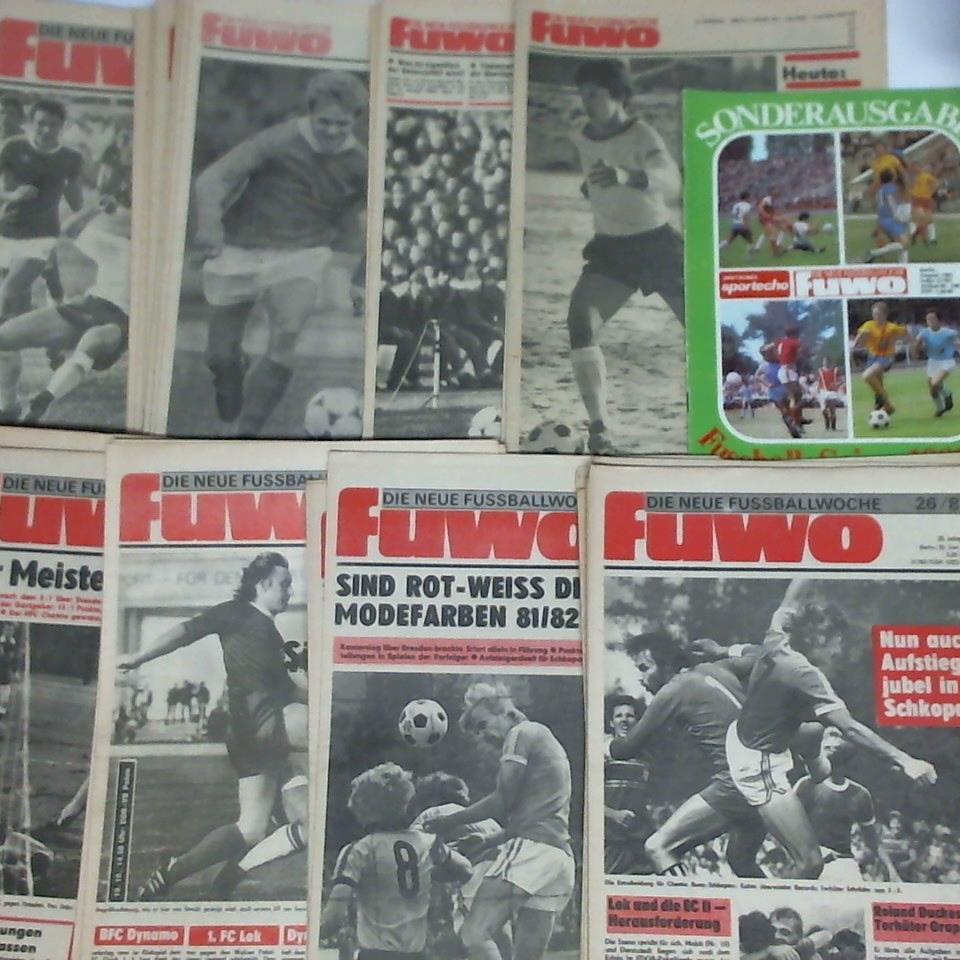FUWO - Die neue Fussballwoche - FUWO - 33. Jahrgang 1981, Heft Nr. 1 bis 52 sowie eine Sonderausgabe Fussball-Saison 1981/82. Zusammen 53 Hefte
