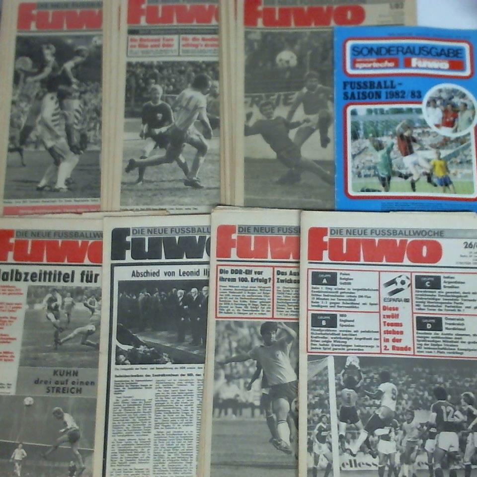 FUWO - Die neue Fussballwoche - FUWO - 34. Jahrgang 1982, Heft Nr. 1 bis 52 sowie eine Sonderausgabe Fussball-Saison 1982/83. Zusammen 53 Hefte