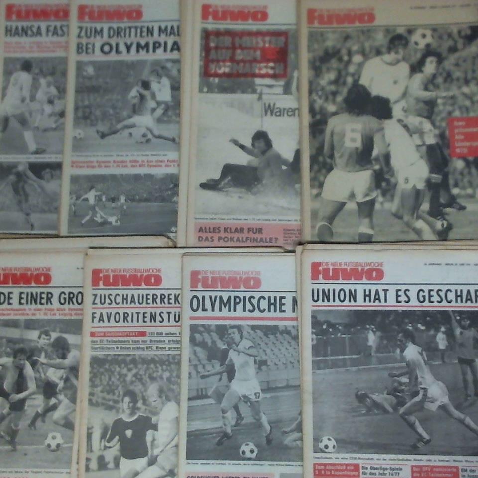 FUWO - Die neue Fussballwoche - FUWO - 28. Jahrgang 1976, Heft Nr. 1 bis 42, 44 bis 52. Zusammen 51 Hefte