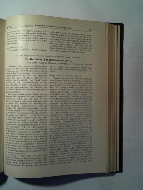 Tiselius, Arne - Studien ber Adsorptionsanalyse I. und II.