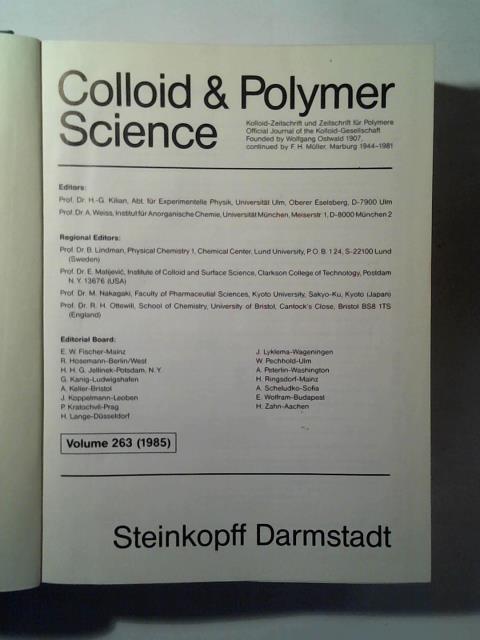 Mller, F. H. - Colloid & Polymer Science. Kolloid-Zeitschrift und Zeitschrift fr Polymere = Official Jorunal of the Kolloid-Gesellschaft. Volume 263 (1985)