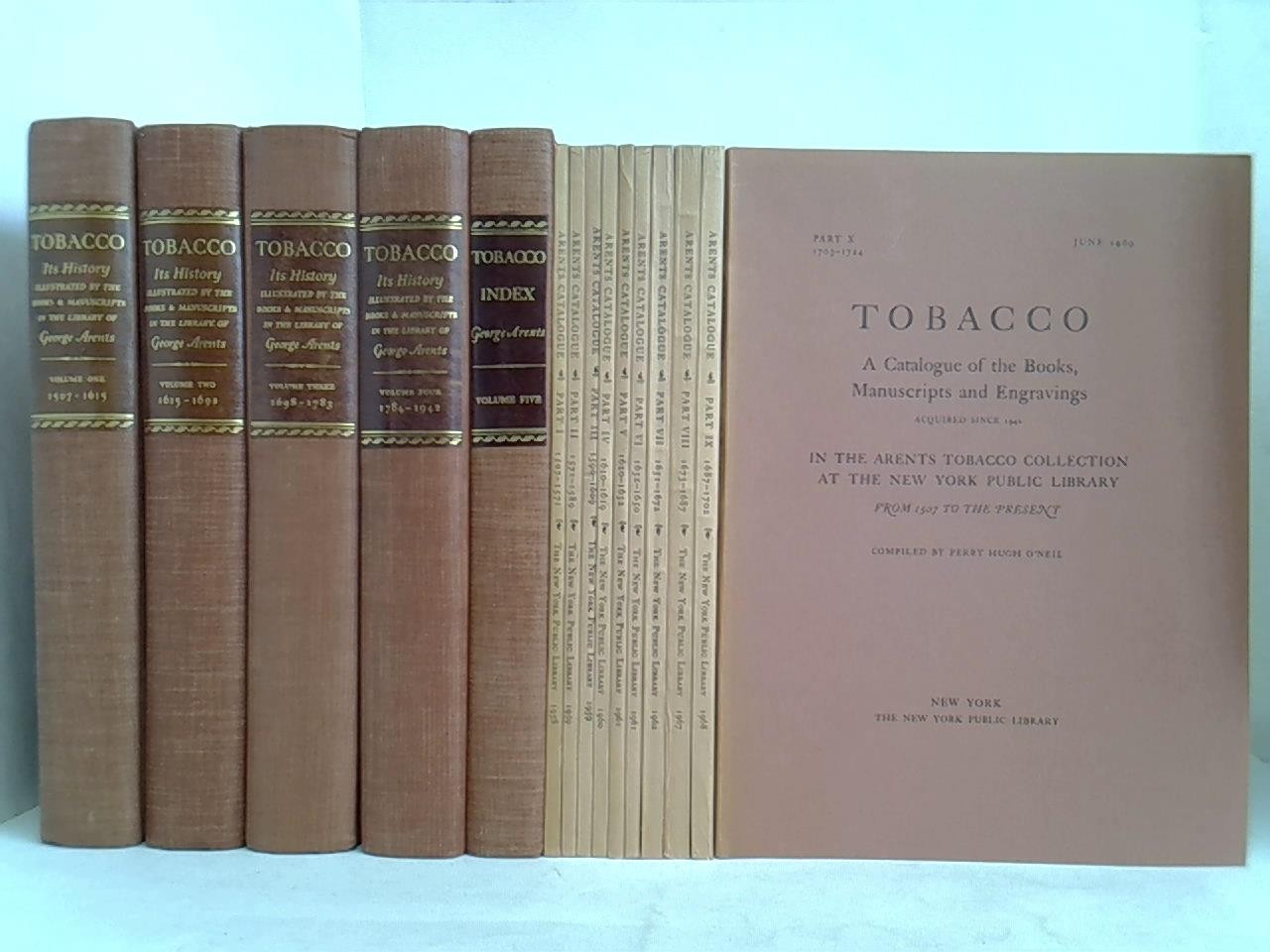 Tobacco. Its History Illustrated by The Books, Manuscripts and Engravings. In the Library of George Arents, Jr., together with an introductory Essay, a Glossary and bibliographic Notes. 5 Bände und 10 Supplemente