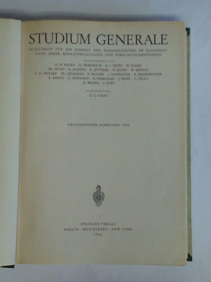 Studium Generale - Zeitschrift fr die Einheit der Wissenschaften in Zusammenhang ihrer Begriffsbildungen und Forschungsmethoden - Studium Generale - 19. Jahrgang 1966, Heft 1 bis 12 zusammen in einem Band