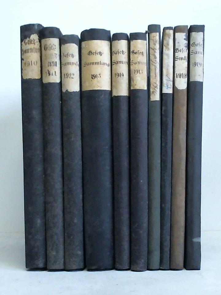 Preuische Gesetzsammlung - Jahrgang 1910 - 1919. Zusammen 10 Bnde