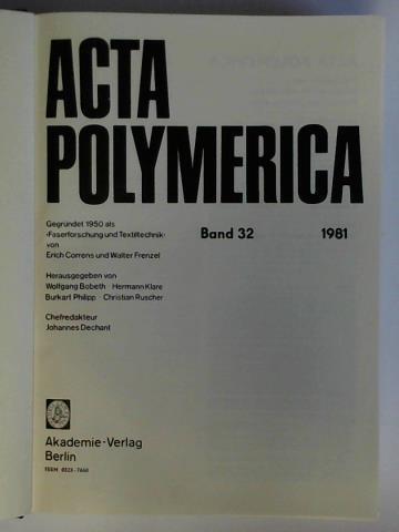 Acta Polymerica - Jahrgang 1981, Band 32, Heft 1 bis 12