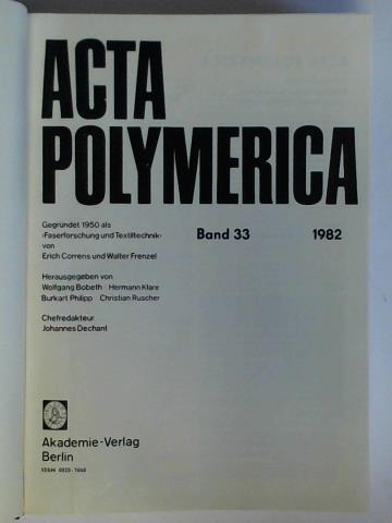 Acta Polymerica - Jahrgang 1982, Band 33, Heft 1 bis 12