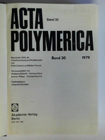 Acta Polymerica - Jahrgang 1979, Band 30, Heft 1 bis 12