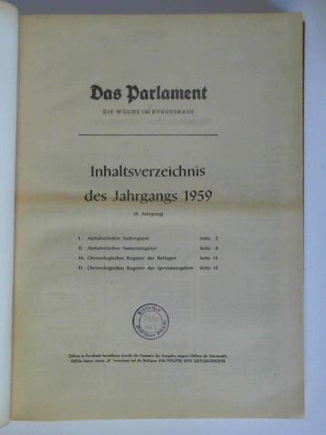 (Deutsche Bundestags-Zeitung) - Das Parlament. Beilagen zur: Die Woche im Bundeshaus - 9. Jahrgang 1959