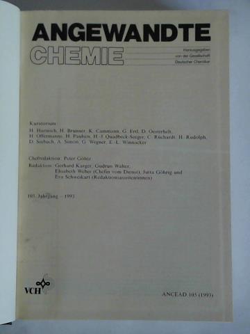 Gesellschaft Deutscher Chemiker (Hrsg.) - Angewandte Chemie - 105. Jahrgang 1993, Heft 1 bis 12 zusammen in einem Band