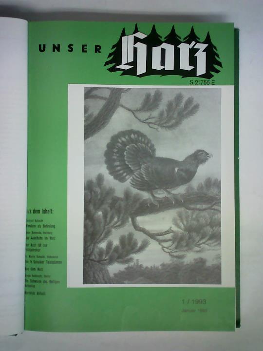 Unser Harz - Heimatzeitschrift fr den Harz und seine Vorlande. Zeitschrift des Harzklubs e. V. - 41. Jahrgang 1993, Heft Nr. 1 bis 12 / 42. Jahrgang 1994, Heft Nr. 1 bis 12. Zusammen in einem Band
