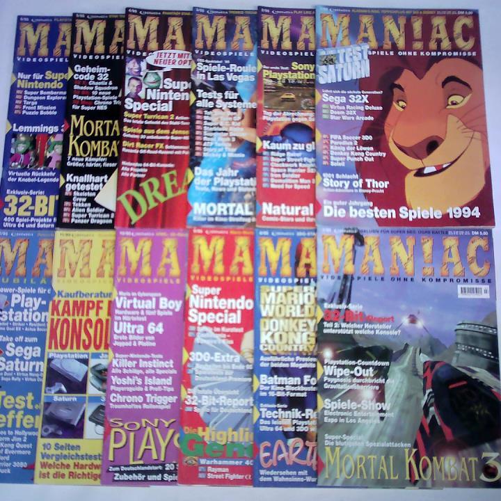 MAN!AC. Videospiele ohne Kompromisse - Jahrgang 1995, Heft Nr. 1 bis 12. Zusammen 12 Hefte