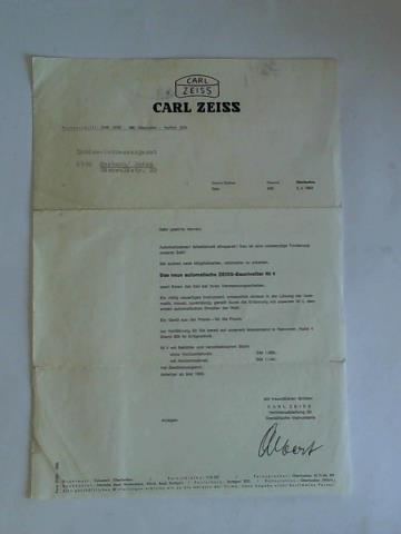 (Carl Zeiss GmbH, Oberkochen) - Angebot fr das neue automatische Zeiss-Baunivellier Ni 4 an das Landes-Vermessungsmat Baden