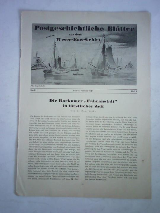 Postgeschichtliche Bltter aus dem Weser-Ems-Gebiet - Band I, Heft 9, Bremen, Februar 1958