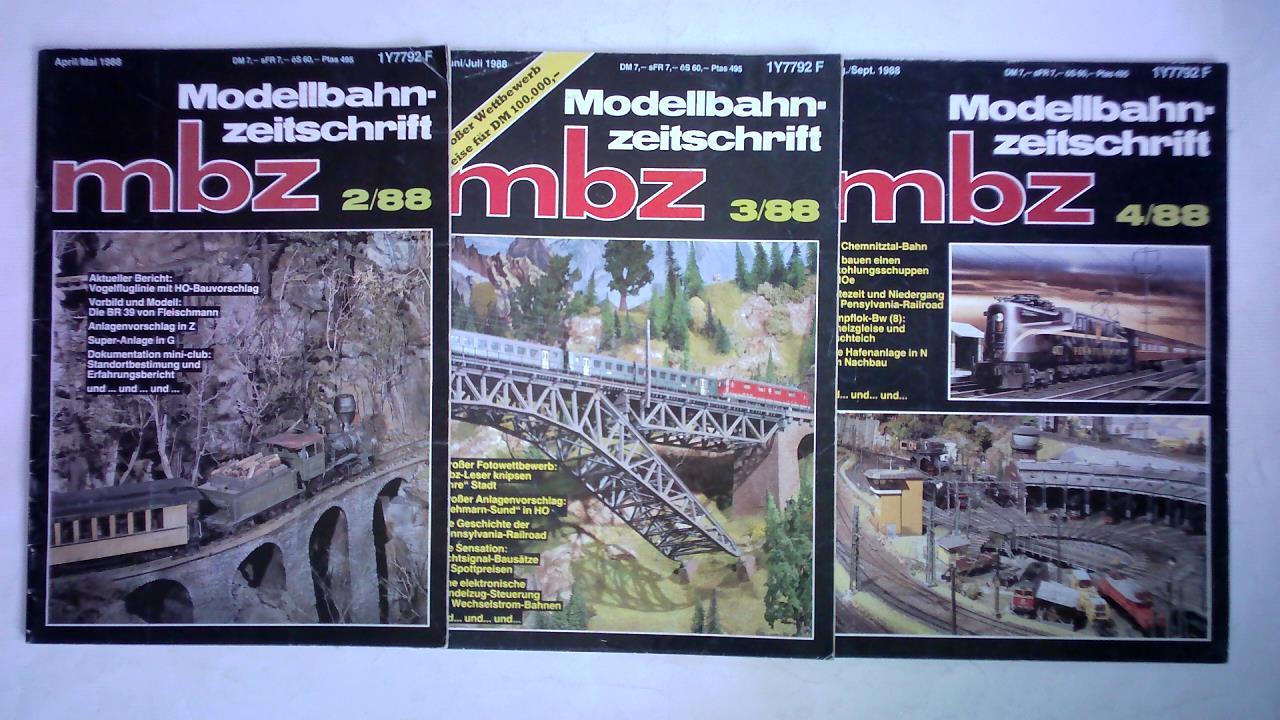 mbz - Modellbahnzeitschrift - Jahrgang 1988, Heft Nr. 2, 3 und 4. Zusammen 3 Hefte